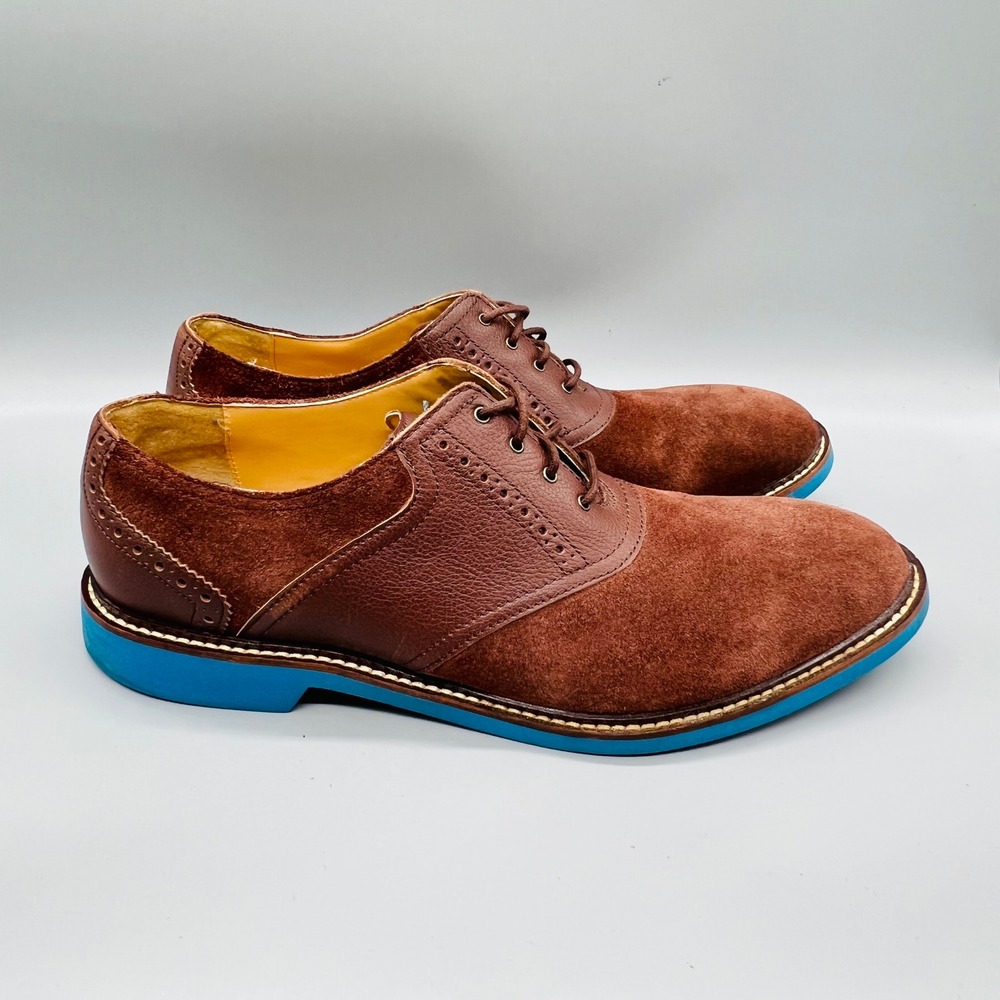 Cole Haan Shoes Mens 10.5 Brown Suede Leather Blue Sole Great Jones Oxford Dress